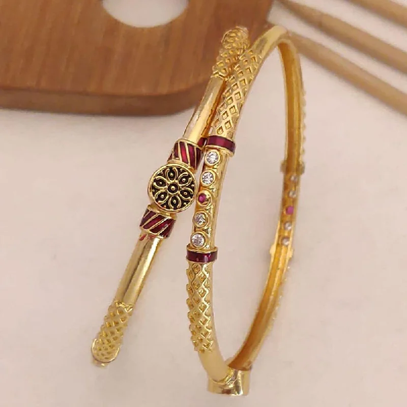 women’s luxury bracelet-H K Fashion Gold Plated Bangle Set