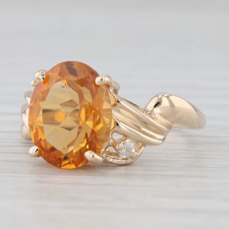 women’s princess cut diamond engagement ring-4.24ctw Orange Oval Citrine Diamond Ring 14k Yellow Gold Size 8