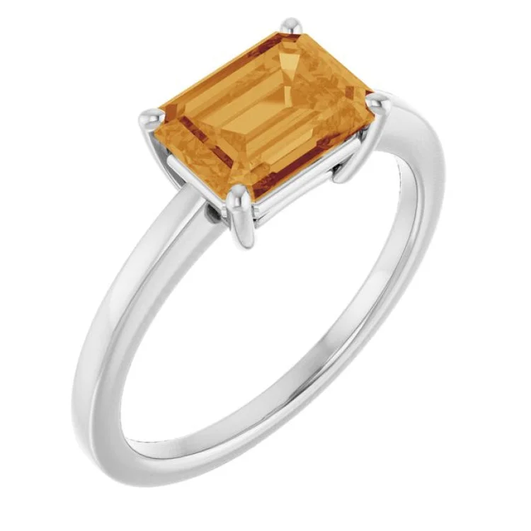 women’s titanium ring-Sterling Silver Natural Citrine Ring