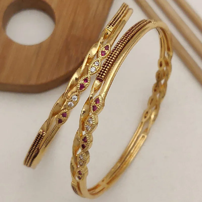 women’s beaded bracelet-H K Fashion Gold Plated Bangle Set