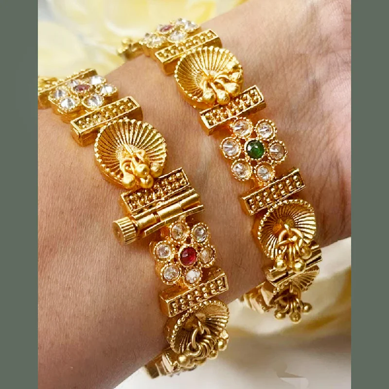 women’s gemstone bangle-Lucentarts Jewellery Gold Plated Openable Bangle Set