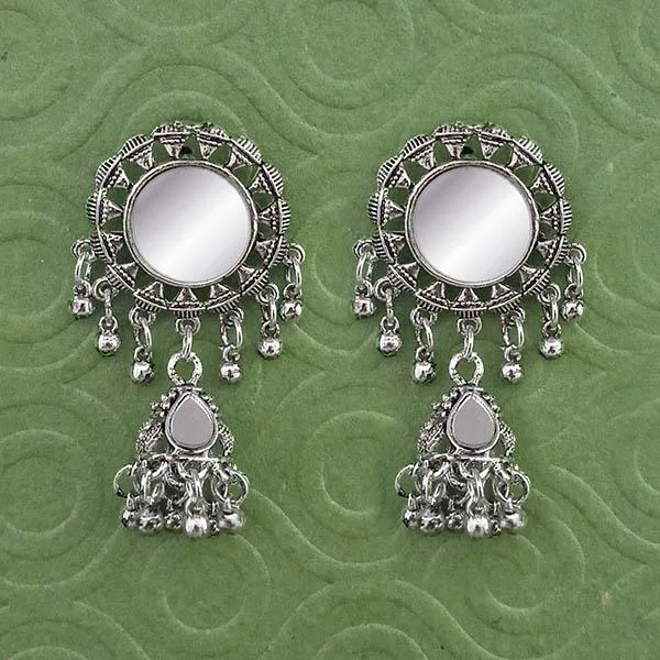 women’s stud earrings for women-Jeweljunk Silver Plated Mirror Dangler Earrings  - 1314791