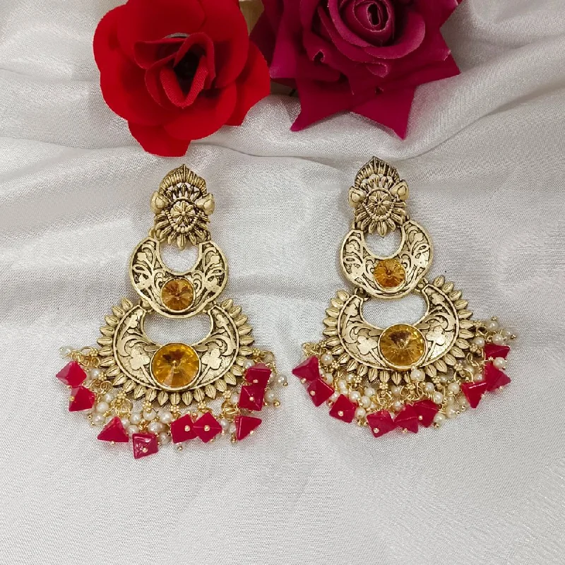 women’s fashion earrings-Darshana Jewels Crystal Stone Gold Plated Dangler Earrings