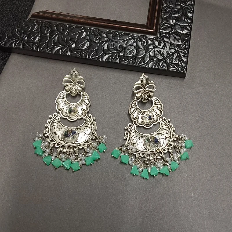 women’s silver earrings-Darshana Jewels Crystal Stone Silver Plated Dangler Earrings