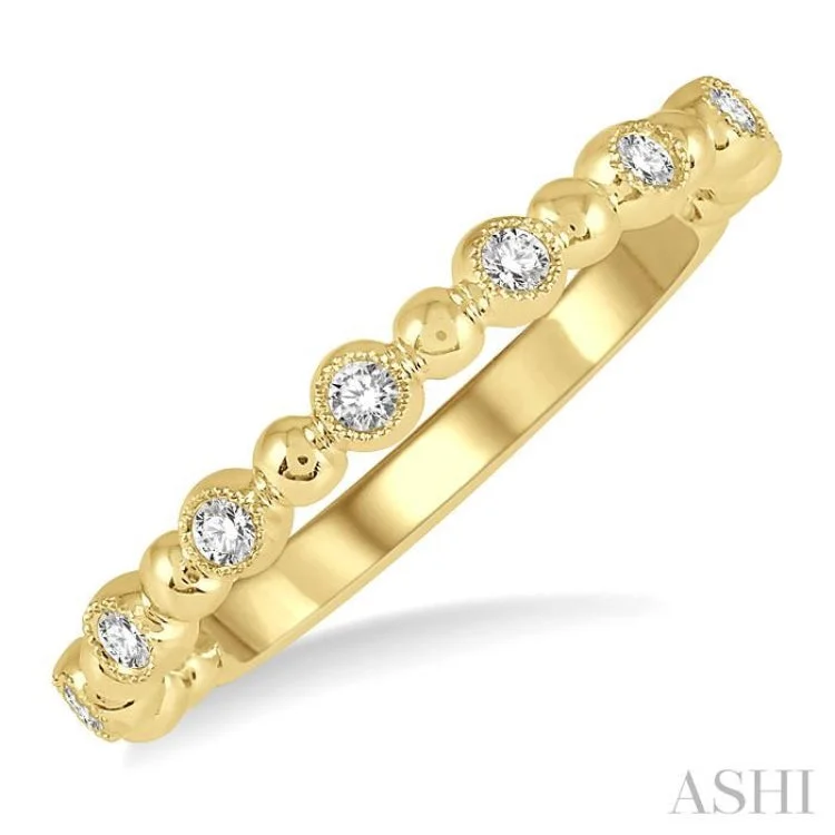 women’s diamond infinity ring-1/6 Ctw Ball Link Round Cut Diamond Stack Band in 14K Yellow Gold