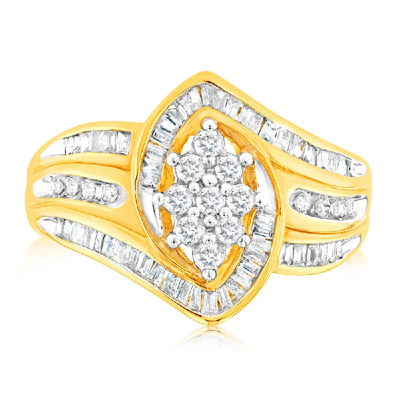 women’s eternity engagement ring-1/2 Carat Diamond Ring in 10ct Yellow Gold