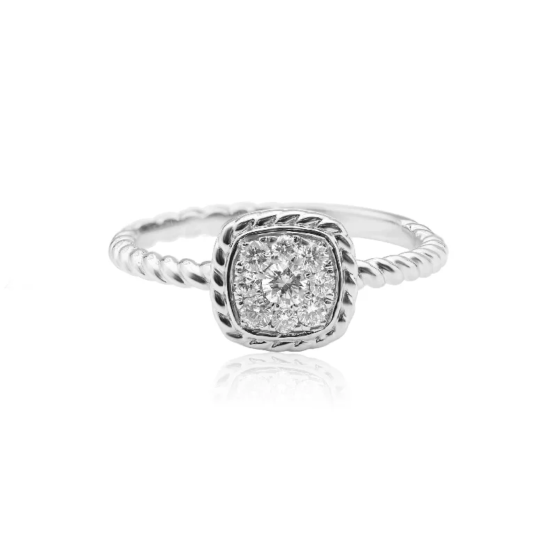 women’s split shank engagement ring-Twisted Rope Diamond Ring