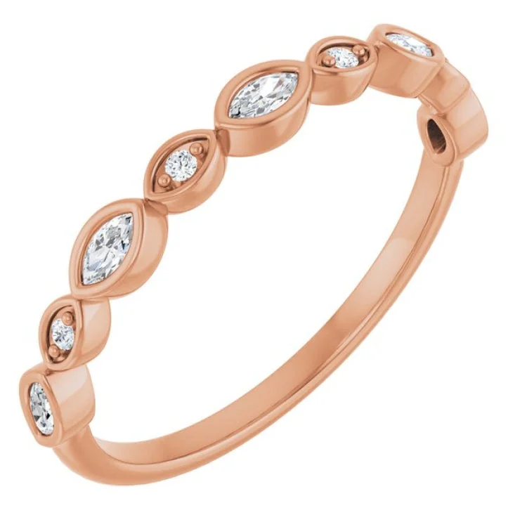 women’s elegant ring-14K Rose 1/5 CTW Lab-Grown Diamond  Anniversary Band