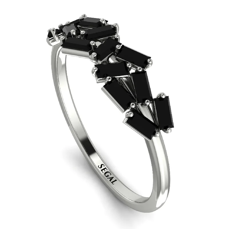 women’s princess diamond ring for engagement-Baguette Black Diamond Ring Mix - Athena No. 9