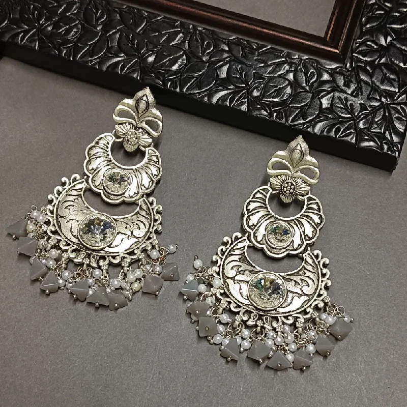 women’s stud earrings-Darshana Jewels Crystal Stone Silver Plated Dangler Earrings