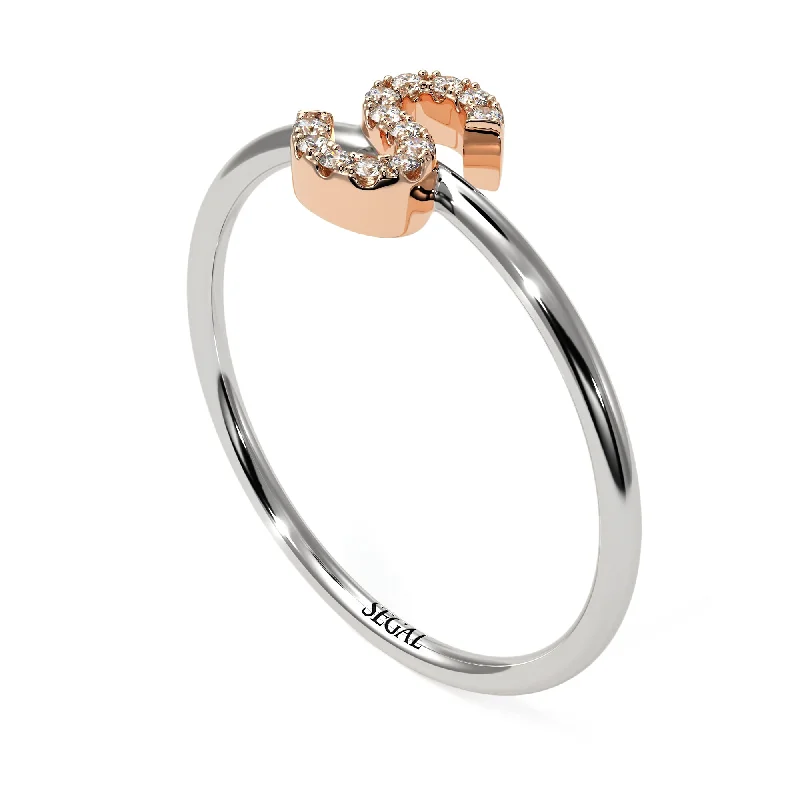 women’s engagement ring with custom design-Two Tones Initial Diamond Ring - Raegan No. 18