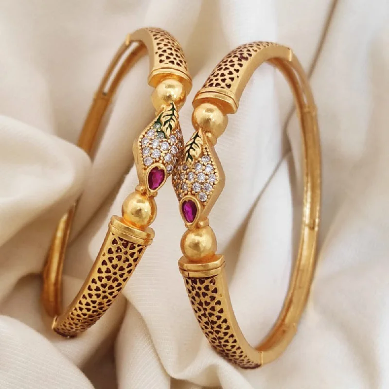 women’s wedding bracelet-H K Fashion Gold Plated Bangle Set