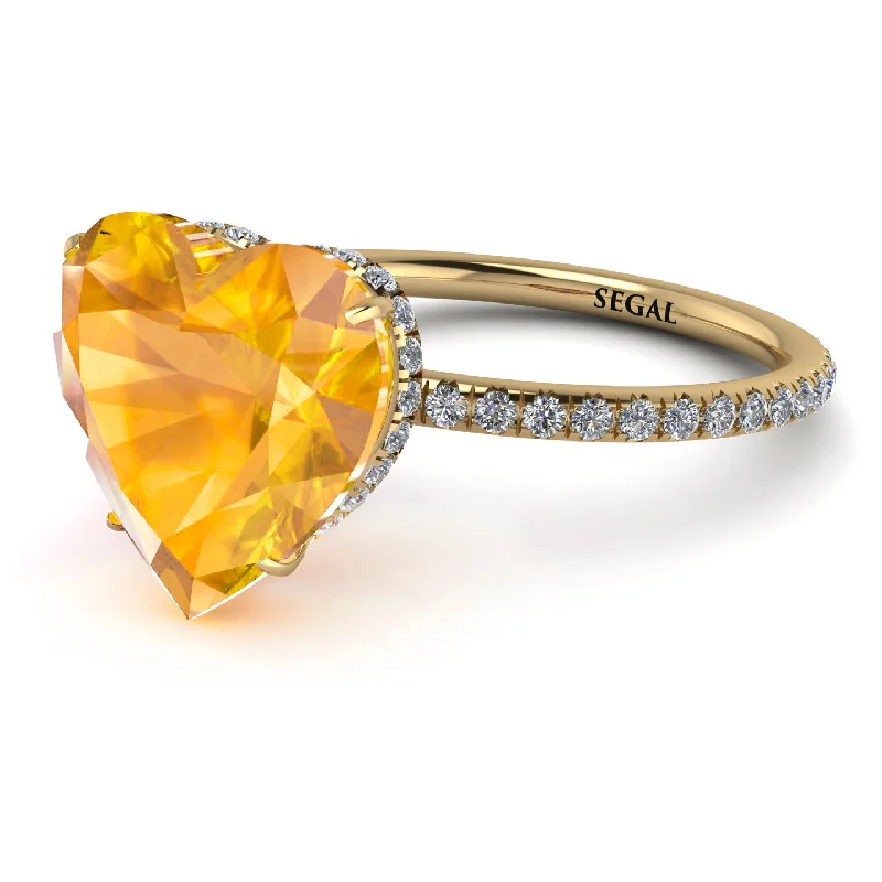 women’s gold engagement ring-Heart Shape Yellow Diamond Ring - Noelle No. 1001