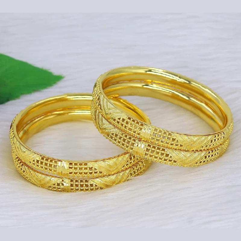 women’s diamond bracelet for wedding-Mahavir Dye Gold Plating Bangles Set