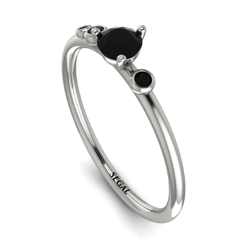 women’s three-stone engagement ring with diamonds-Minimalist Thin Black Diamond Ring - Brielle No. 39