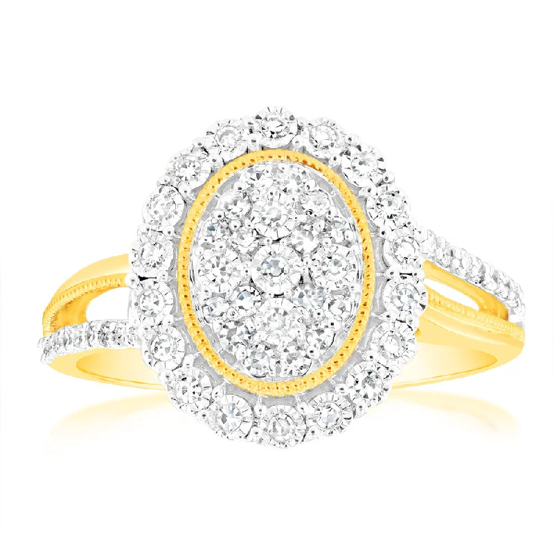 women’s oval diamond engagement ring-1/4 Carat Luminesce Lab Grown Diamond Ring In 9ct Yellow Gold