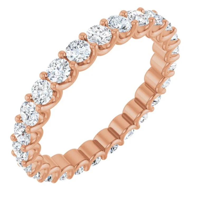 women’s halo ring-14K Rose 1 1/2 CTW Lab-Grown Diamond  Eternity Band Size 7