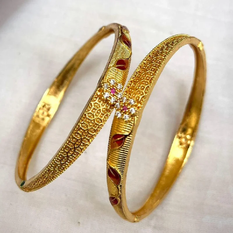 women’s diamond bracelet for wedding-H K Fashion Gold Plated Bangle Set