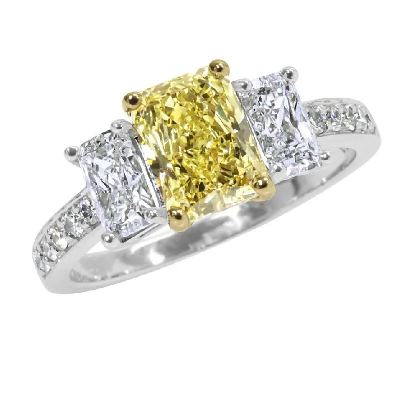 women’s stackable engagement ring-Platinum, Yellow and White Diamond Ring