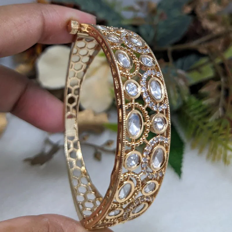 women’s sterling silver bangle-Aamrapali Gold Plated Kundan Openable Bangle