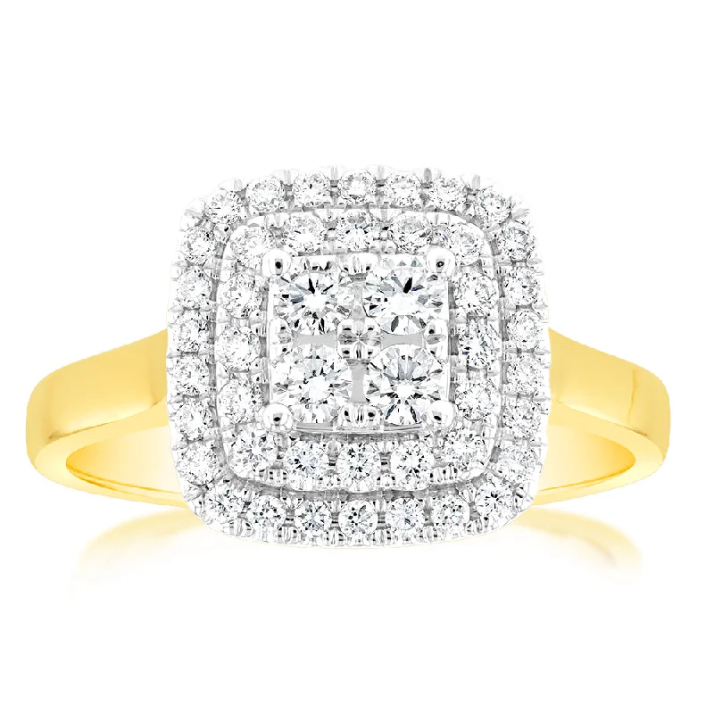 women’s emerald cut engagement ring-Luminesce Lab Grown 9ct Yellow Gold 1/2 Carat Diamond Ring