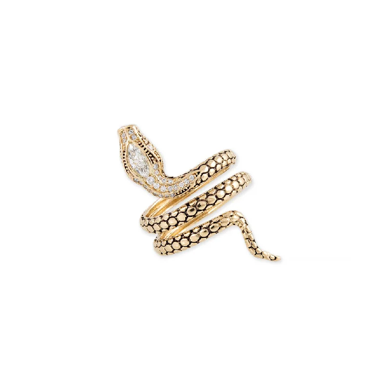 women’s birthstone stackable ring-CLAUDIA MARQUISE DIAMOND HEAD SNAKE COIL WRAP RING