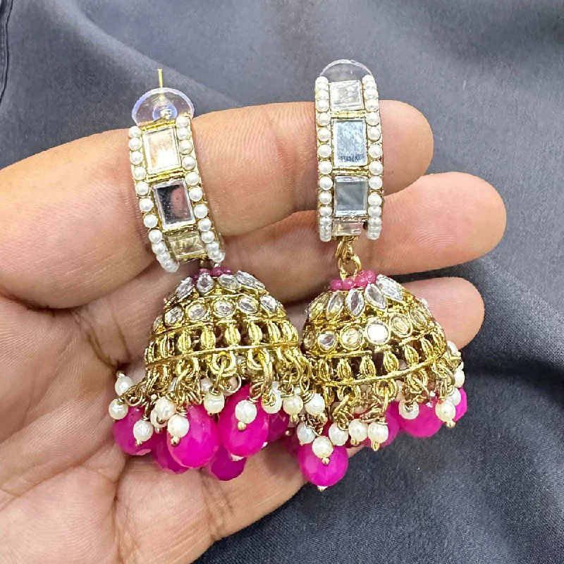 women’s silver earrings-Akruti Collection Gold Plated Mirror Jhumki Earrings