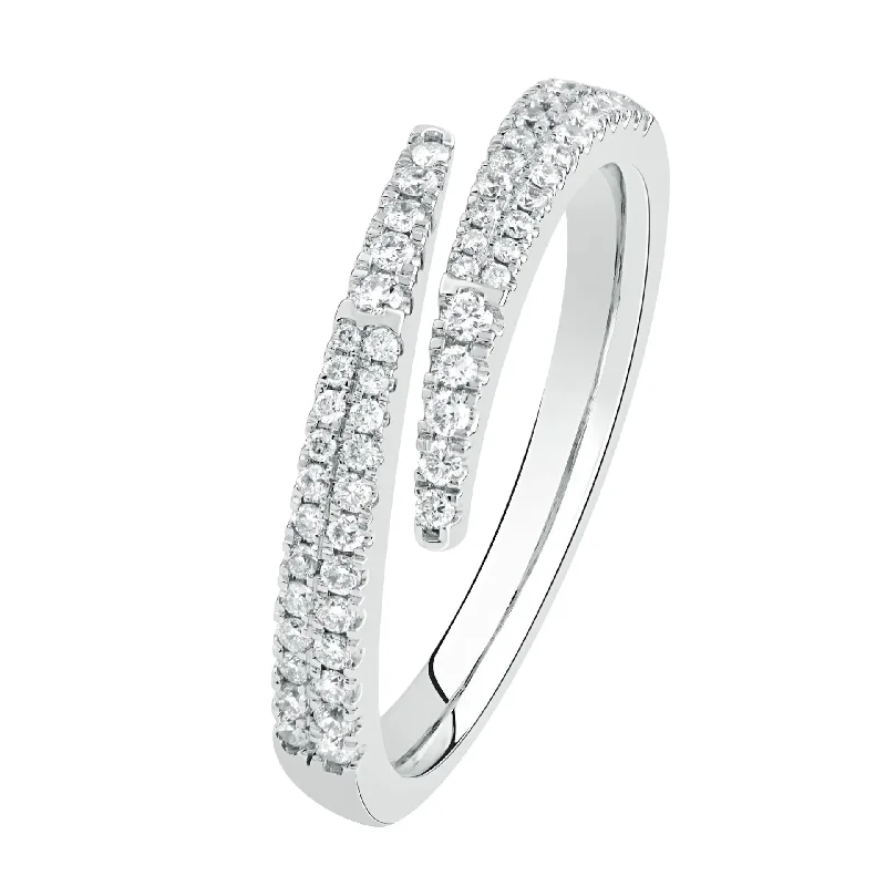 women’s engraved engagement ring-Open Wrap Diamond Ring