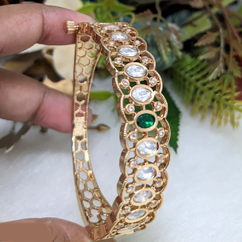 women’s casual gold bracelet-Aamrapali Gold Plated Kundan Openable Bangle