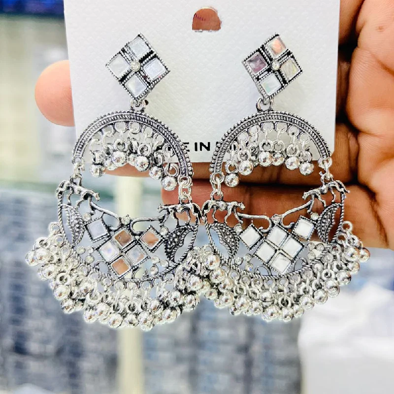 women’s classy earrings-Manisha Jewellery Oxidised Plated Mirror And Ghungroo Dangler Earrings