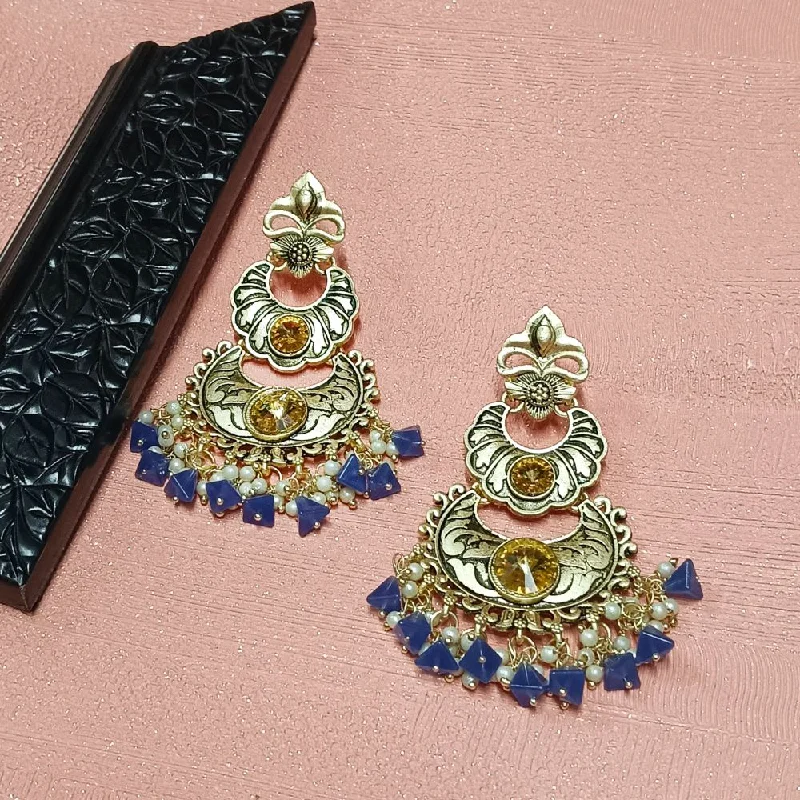 women’s engraved earrings-Darshana Jewels Crystal Stone Gold Plated Dangler Earrings