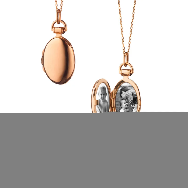 women’s silver necklace-Petite Anna Rose Gold Locket Necklace