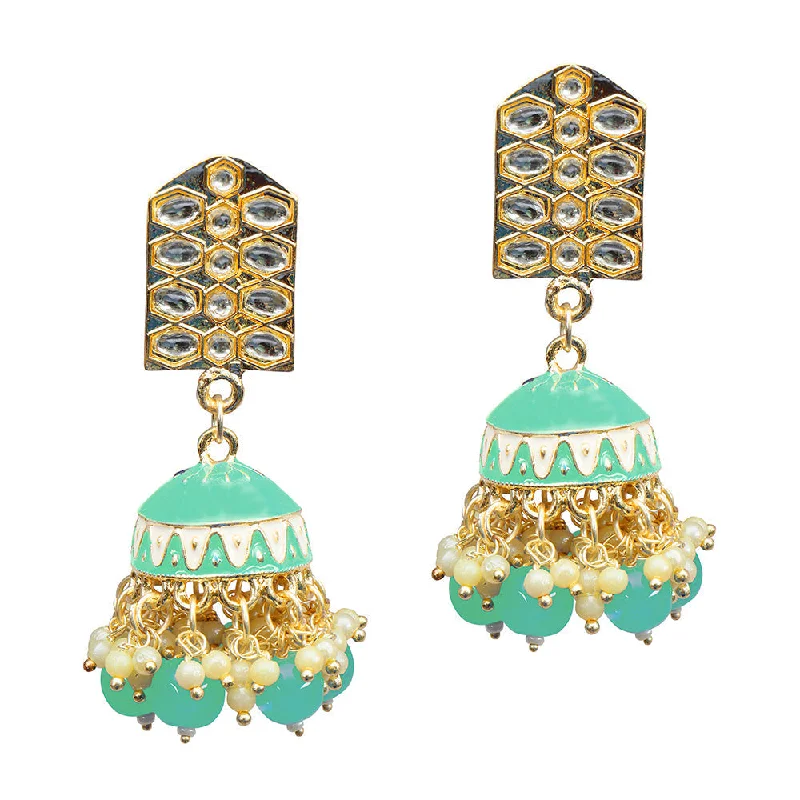 women’s large hoop earrings-Darshana Jewels Gold Plated Kundan Stone Meenakari Jhumki Earrings