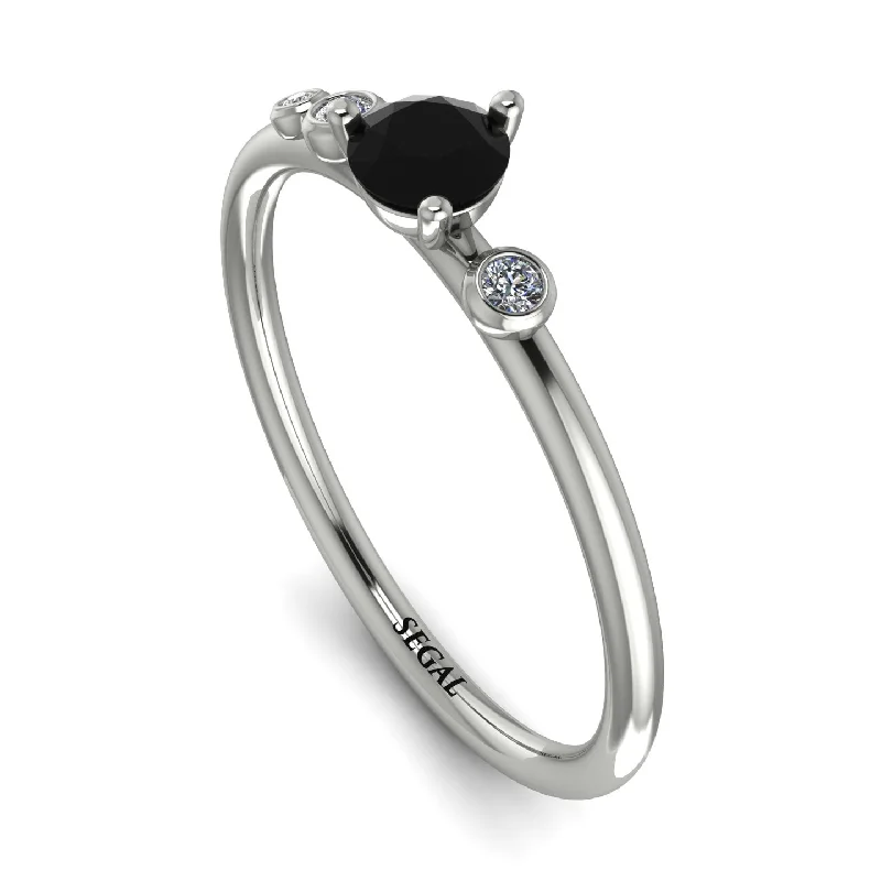 women’s classic diamond engagement ring-Minimalist Thin Black Diamond Ring - Brielle No. 9