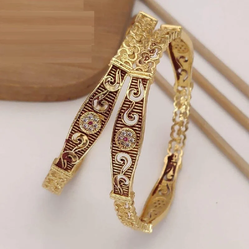 women’s personalized bangles-H K Fashion Gold Plated Bangle Set