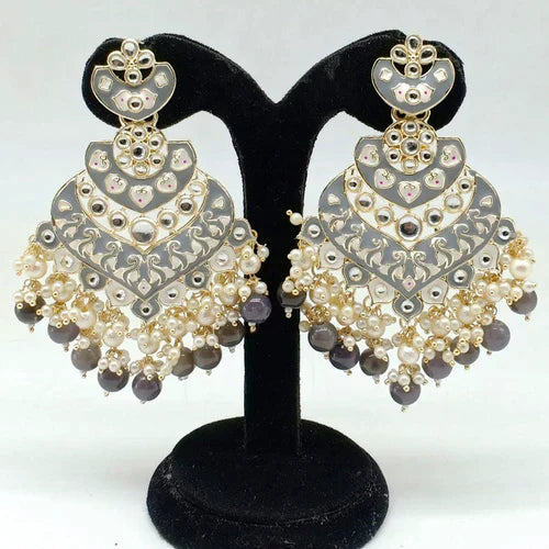 women’s platinum earrings-Darshana Jewels Kundan And Meenakari Dangler Earrings