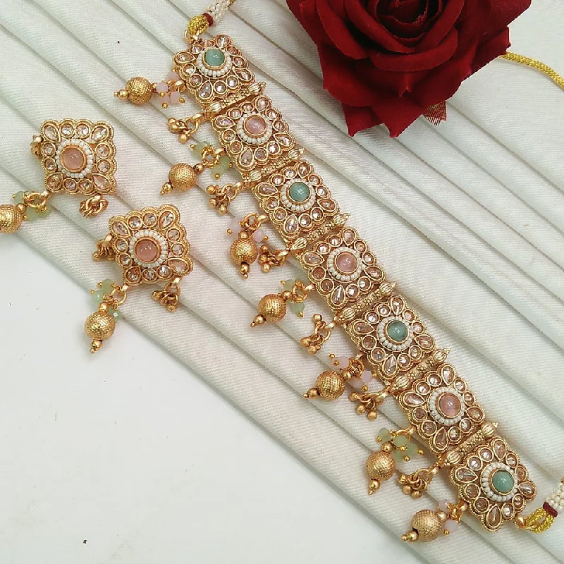 women’s elegant chain necklace-Everlasting Quality Jewels Gold Plated Crystal Stone Necklace Set