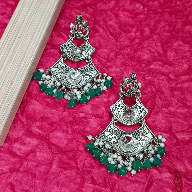 women’s sterling silver stud earrings-Darshana Jewels Crystal Stone Silver Plated Dangler Earrings