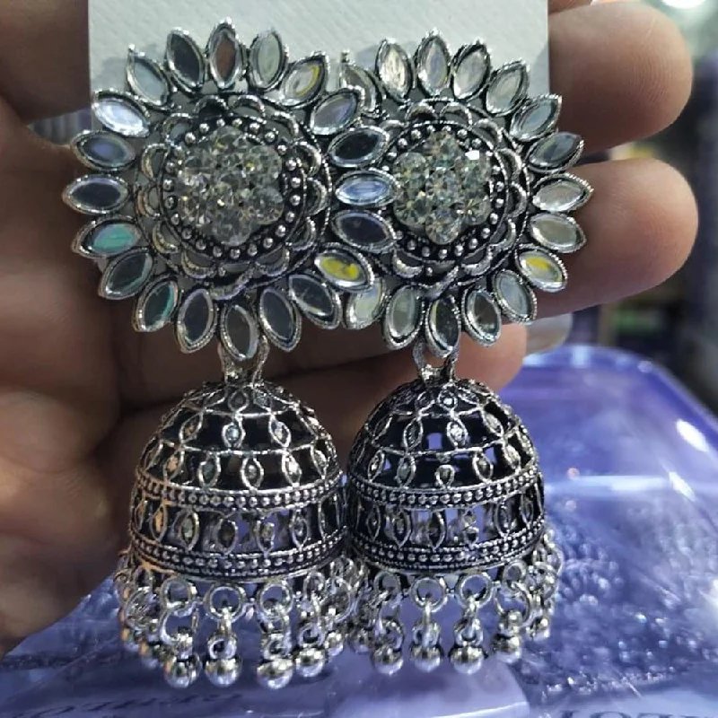 women’s stud earrings for women-Manisha Jewellery Oxidised Plated Mirror Jhumki Earrings