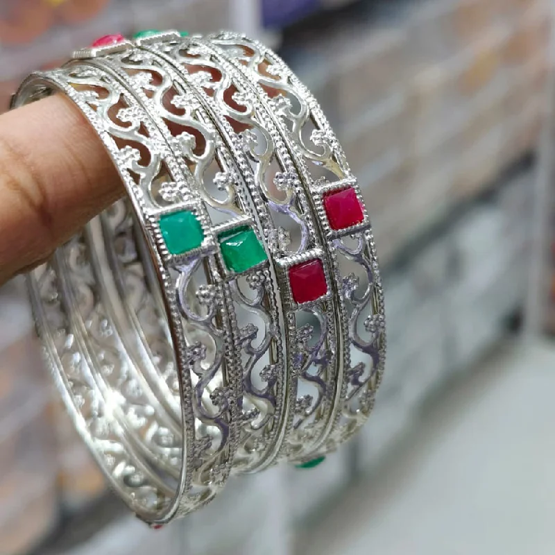 women’s sterling silver bangles-Pooja Bangles Oxidised Plated Bangles Set