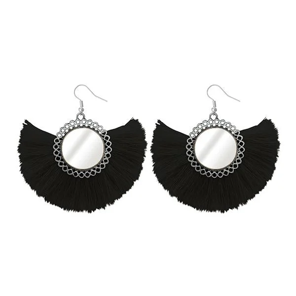 women’s cute earrings-Jeweljunk Silver Plated Black Thread Earrings - 1308349K