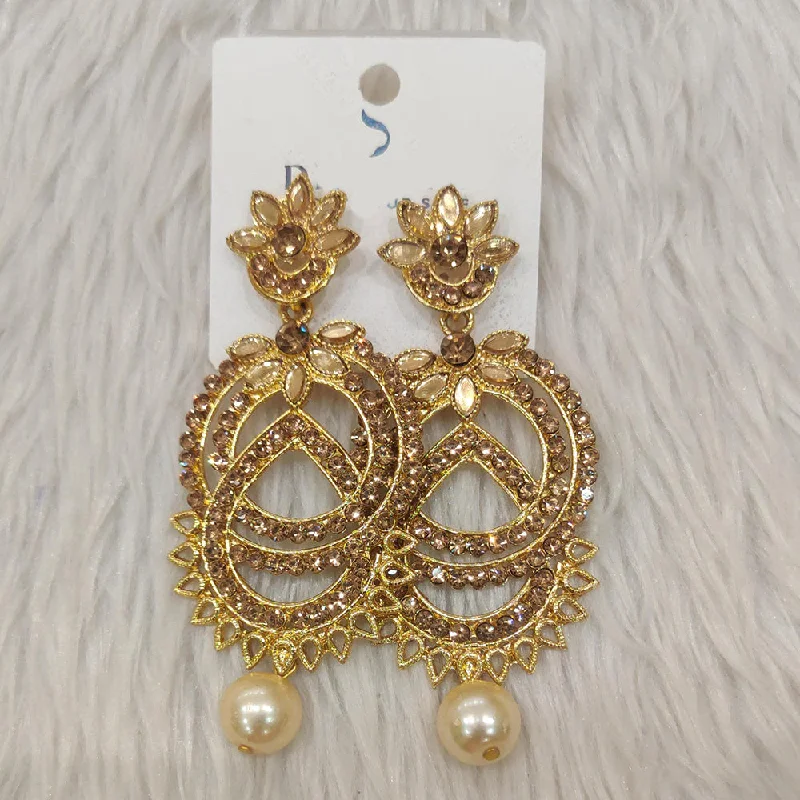 women’s engraved earrings-Dhwani Gold Plated Austrian Stone And Mirror Dangler Earrings