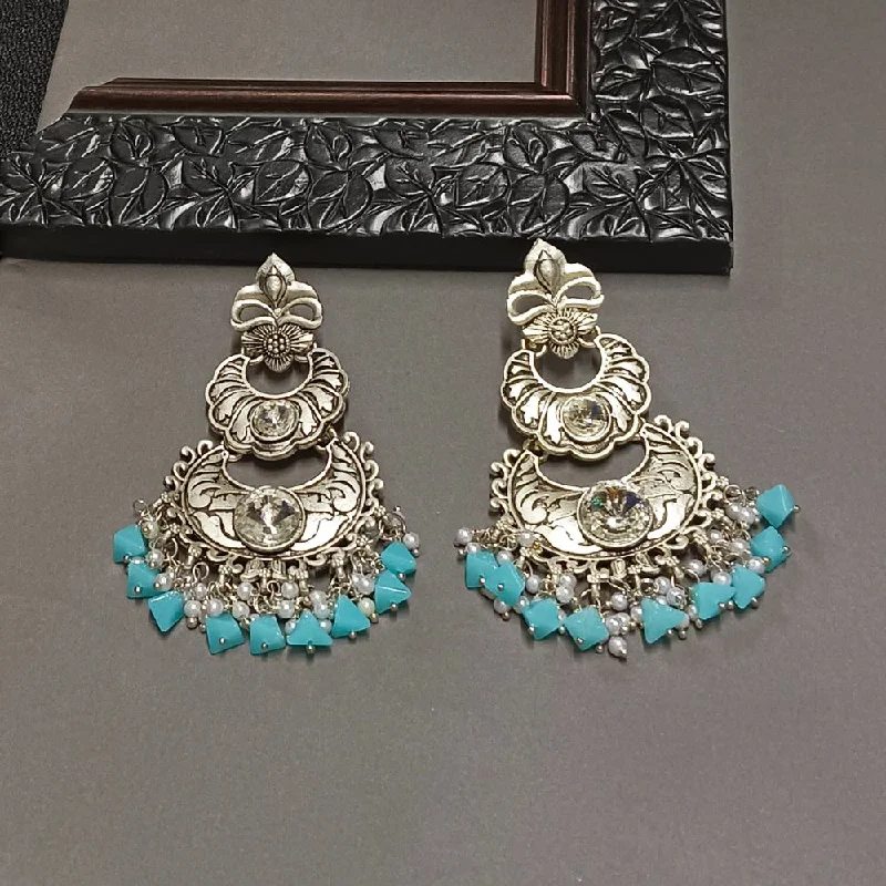 women’s wedding earrings for bride-Darshana Jewels Crystal Stone Silver Plated Dangler Earrings