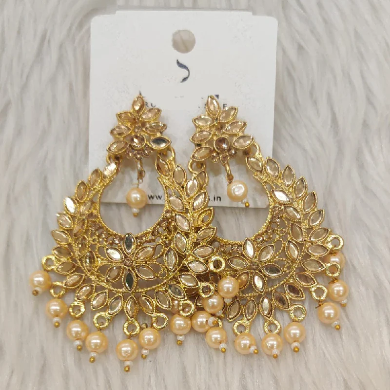 women’s teardrop earrings-Dhwani Gold Plated Mirror Dangler Earrings