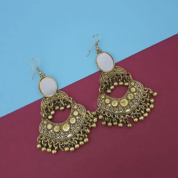 women’s drop earrings for women-Tip Top Fashions Gold Plated Mirror Dangler Earrings - 1314826B