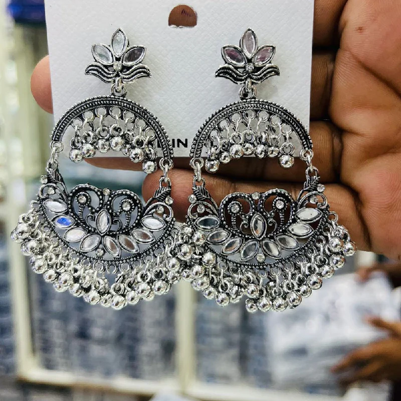 women’s evening earrings-Manisha Jewellery Oxidised Plated Mirror And Ghungroo Dangler Earrings