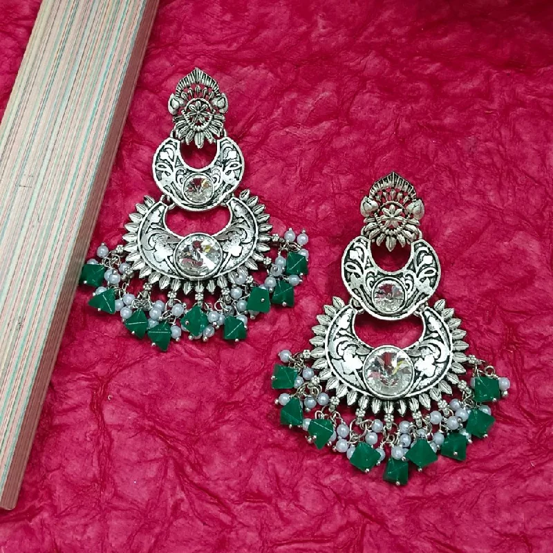 women’s adjustable earrings-Darshana Jewels Crystal Stone Silver Plated Dangler Earrings