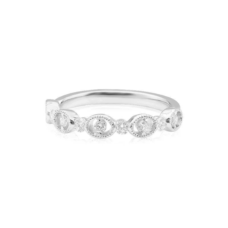 women’s stackable engagement ring-Open Bezel Diamond Ring