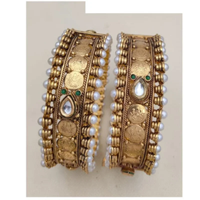 women’s chic bracelet-Jewel Addiction Gold Plated Pota Stone Openable Bangles Set