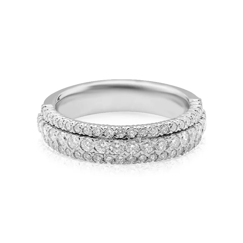 women’s simple engagement ring-Triple Row Diamond Ring